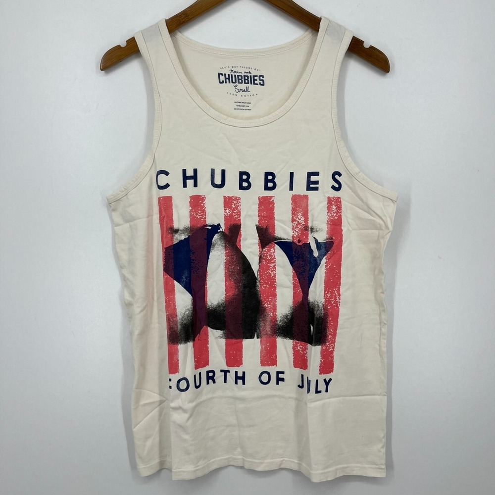 Chubbies Tank Top Men's Size S White Cream Fourth of July 4th USA Cotton New NWT